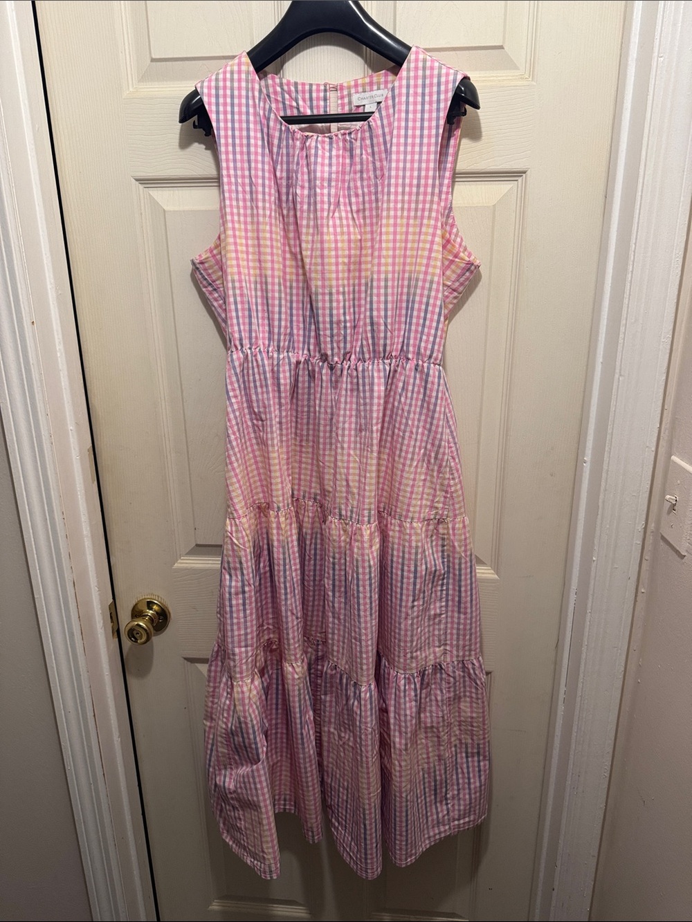 Charter Club Pink Gingham Tiered Sundress